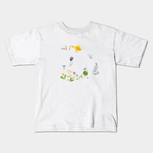 botanical monogram alphabet d wildflowers Kids T-Shirt